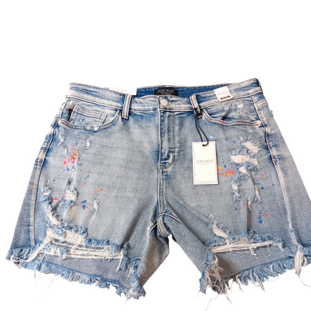 Judy Blue Paint Splatter Shorts NWT L